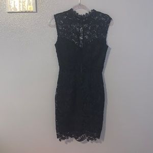 Soieblu black lace dress see thru stomach dress